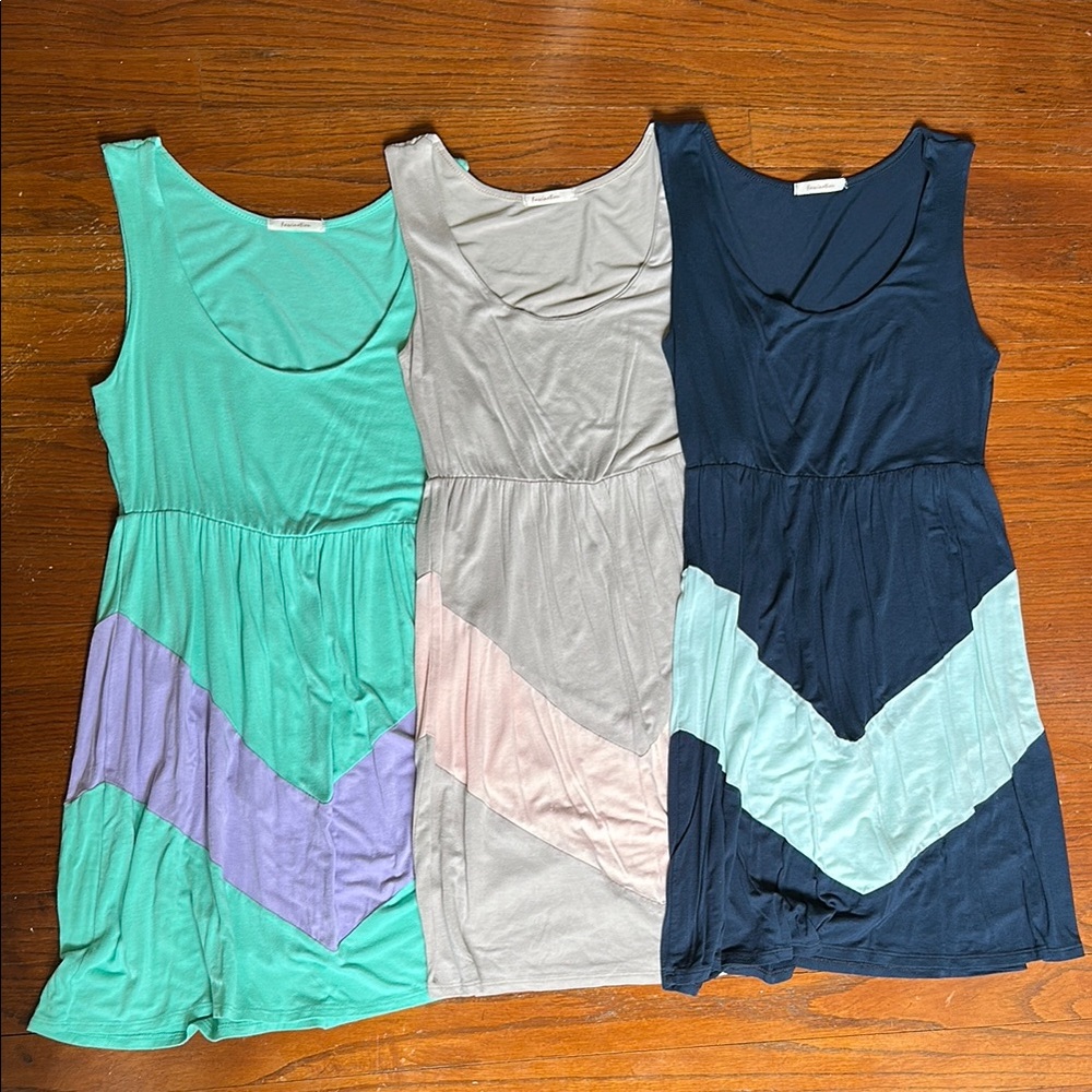 3 Piece Bundle Women's Chevron Pattern Sleeveless Sun Dresses Size Small